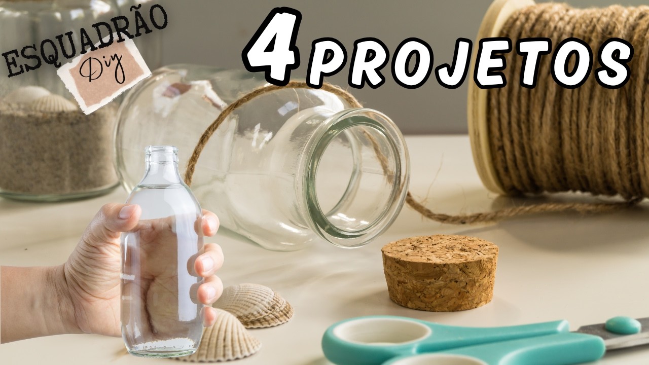 Transformei Garrafas de Vidro em Decorações Incríveis ✨ | 4 Ideias Fáceis e Baratas / Esquadrão Diy