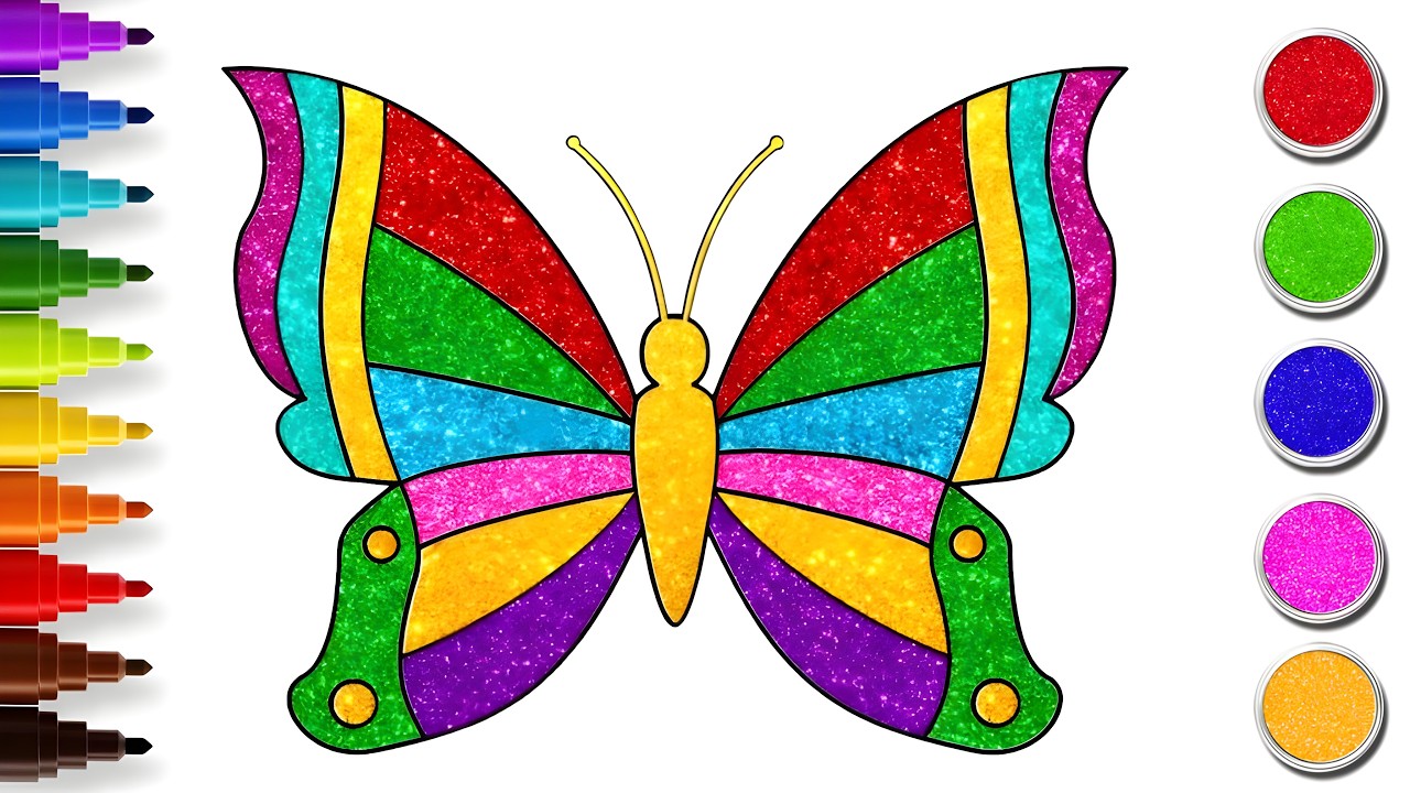 Cara Menggambar Kupu-Kupu 🦋 Belajar Menggambar dan Mewarnai untuk Anak-Anak | Chiki Art Bahasa