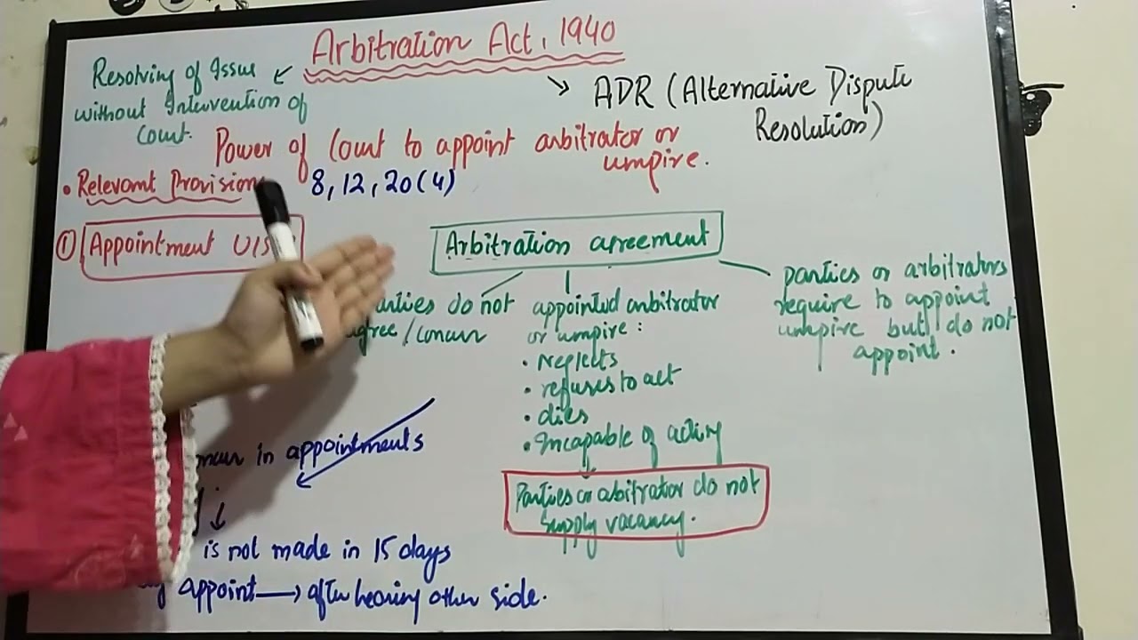 Powers of court to appoint arbitrator or umpire || Section 8 ,12 , 20(4) of Arbitration Act 1940