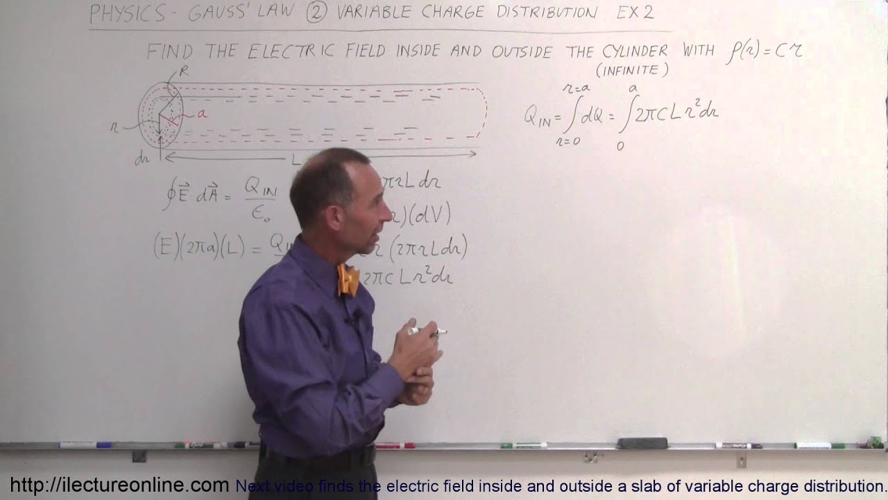 Physics 37   Gauss's Law (14 of 16) Variable Charge Distribution: Cylinder