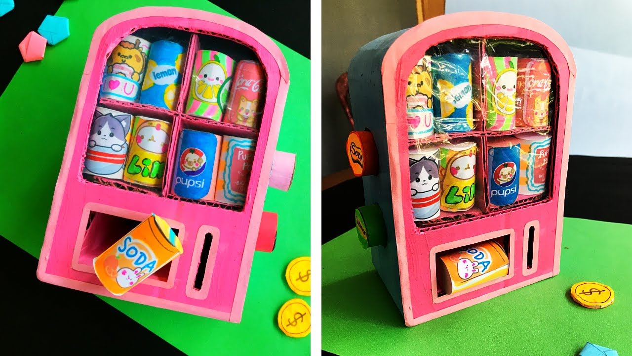 DIY cute Paper Vending Machine | Cardboard Craft | School Craft Project #diy #vendingmachine #craft