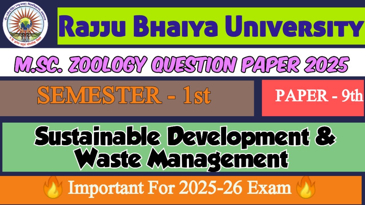 MSc Zoology Sustainable Development & Waste Management Semester 1 Questions #sustainabledevelopment