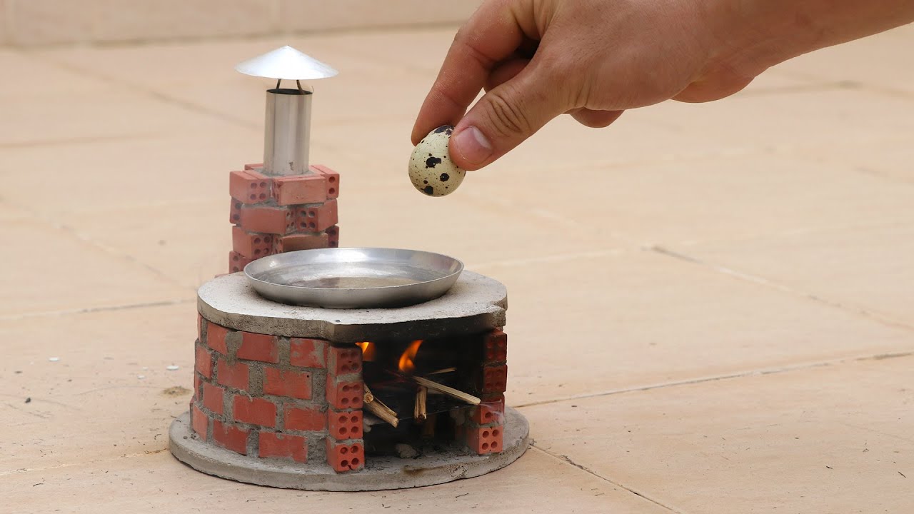 How to make a MINI STOVE with MINIATURE BRICKS and cooking Small EGG