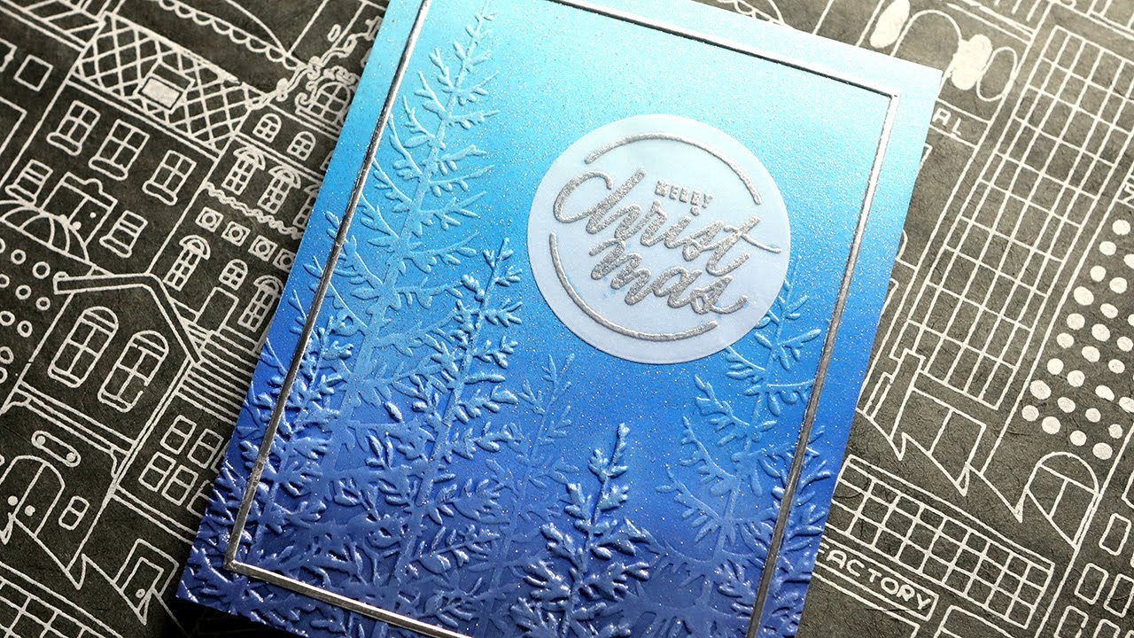 Holiday Card Series 2022 - Day 6 - Ink Blending & Embossing Folder
