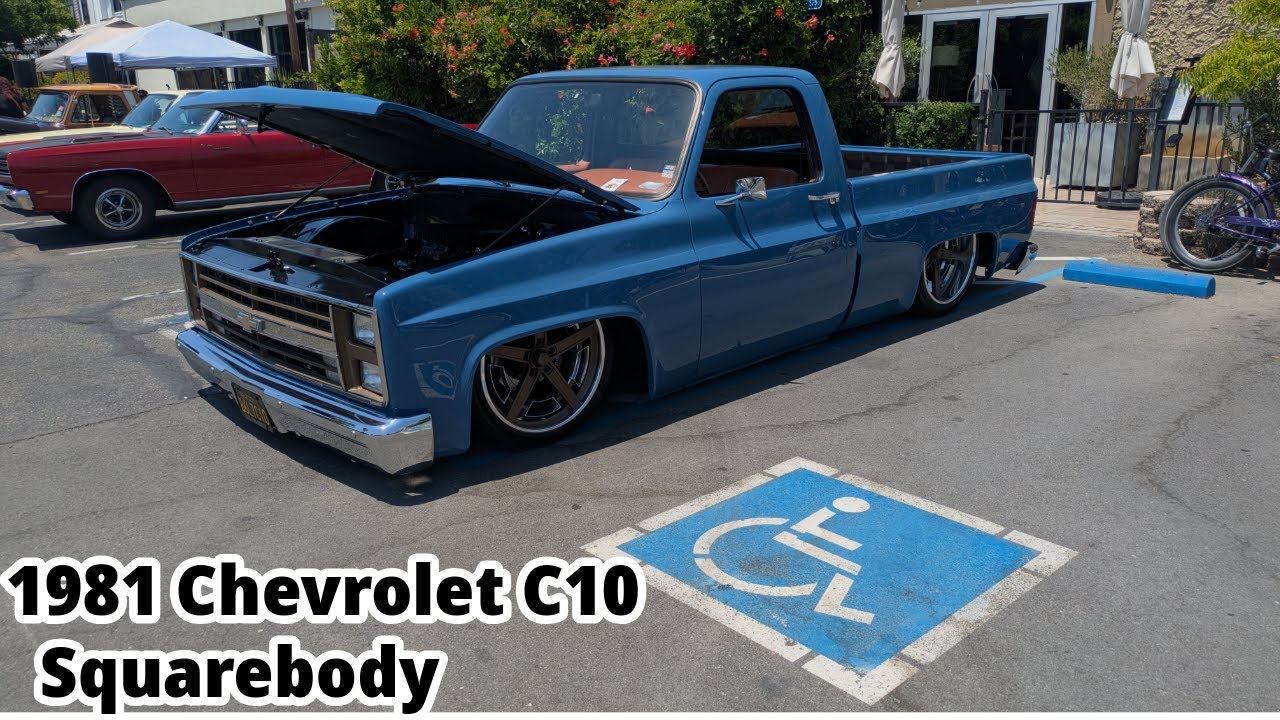 LOWERED to the LIMIT! 😲 | INSANE Blue 1981 Chevy C10 Square Body Truck Build ON BAGS! #cars #trucks