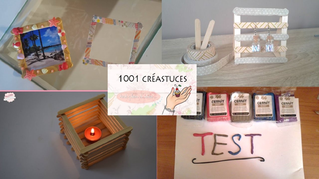 1001Creastuces Octobre Cernit shiny, bougeoir, porte bijoux et cadres en batonnets