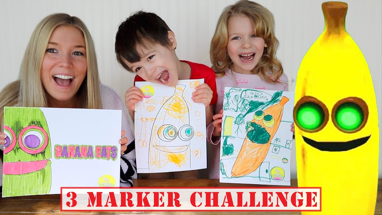 3 Marker Challenge with Roblox Banana Eats in Real Life at My PB and J House!