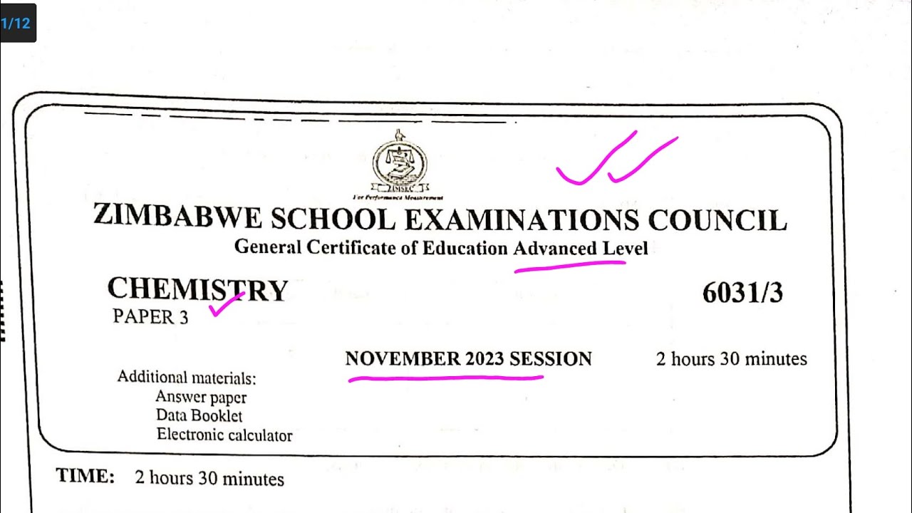 A LEVEL CHEMISTRY ZIMSEC N2023 P3 Q1