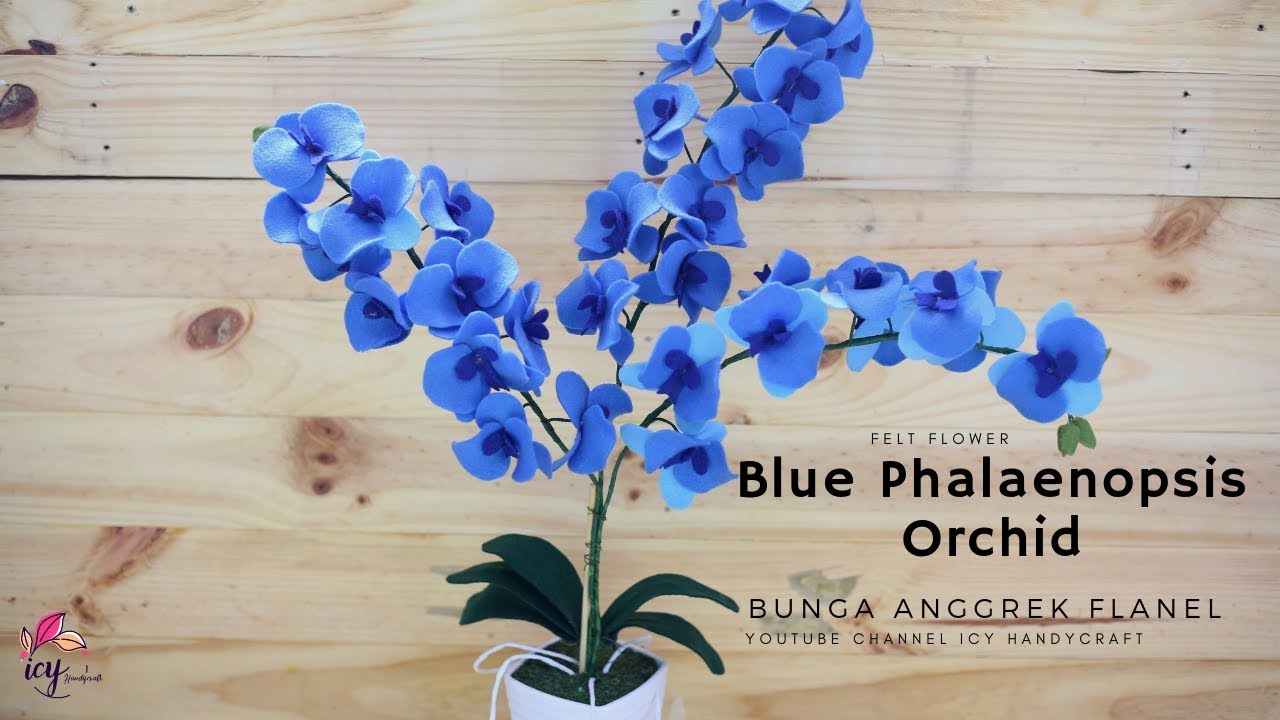 cara membuat bunga anggrek dari kain flanel | FELT FLOWER BLUE PHALAENOPSIS ORCHID