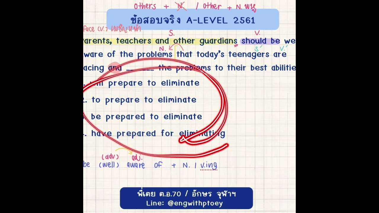 เฉลยข้อสอบจริง A-Level 2561 (Text Completion) 