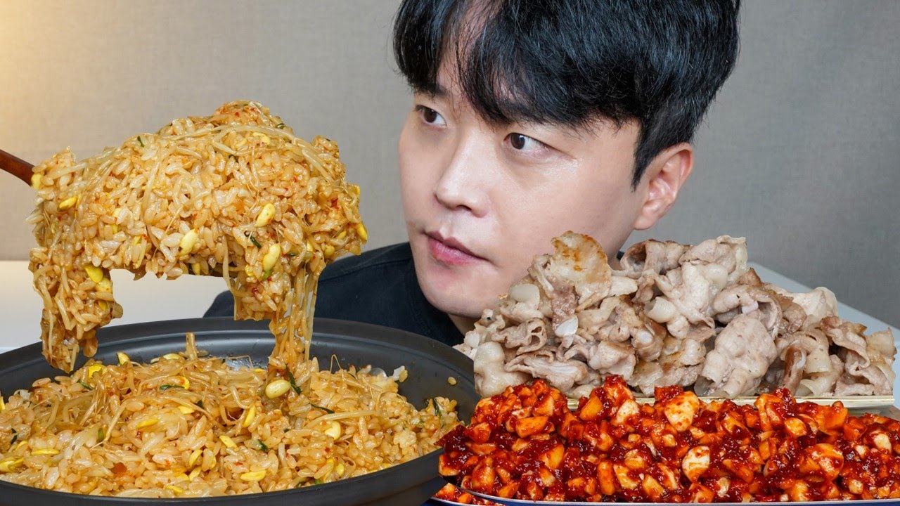 아내표 집밥🍚 콩나물밥 대패삼겹살 마늘양념 요리 먹방 PORK BELLY & SPICY GARLIC ASMR MUKBANG REAL SOUND EATING SHOW