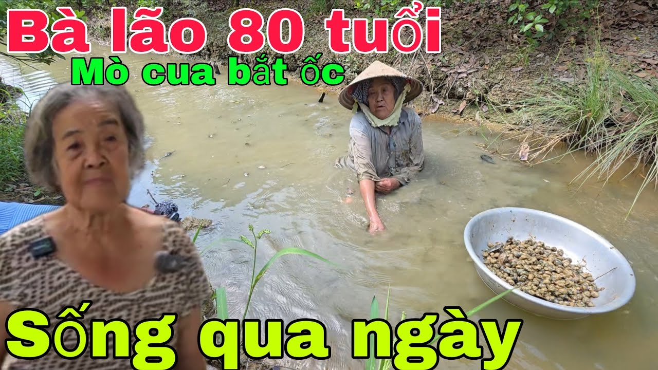 Cùng hoàn cảnh Bà lão 95 tuổi Bà Tư 80 tuổi mò cua bắt ốc sống qua ngày. | Nghĩa Phước vlog 