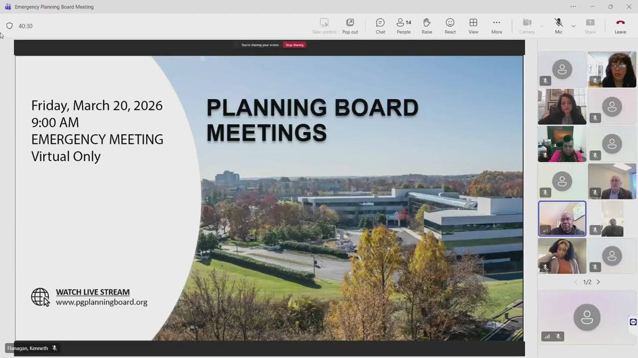 M-NCPPC Prince George's County Planning Board Emergency Meeting - March 20, 2026