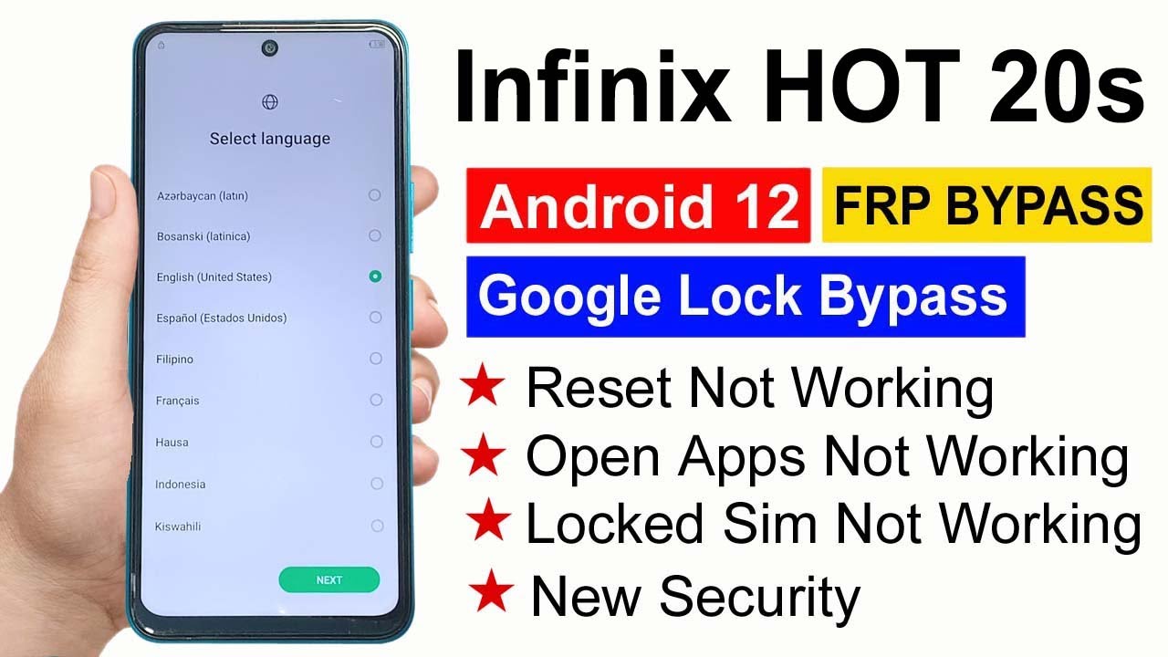 Infinix Hot 20s FRP Bypass Android 12 | Infinix Infinix Hot 20s (X6827) Google Account Bypass |