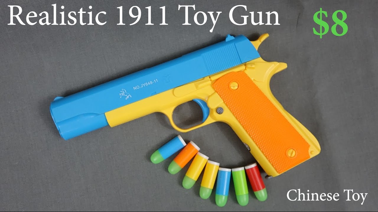 Toy Gun Colt 1911 - Realistic 1:1 Scale Rubber Bullet Pistol Prop .45 ACP Handgun China Nerf