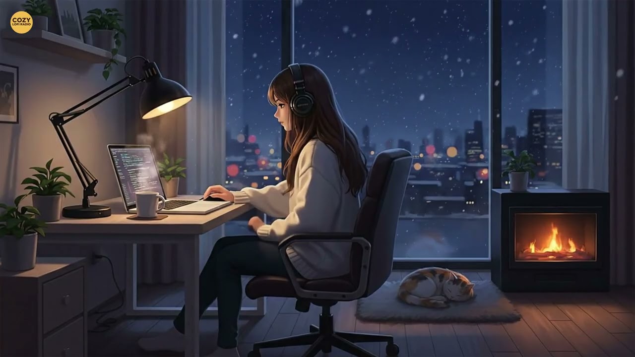 Snowy Study Room — Calm Lofi Beats for Study, Focus & Relax ❄️🍃