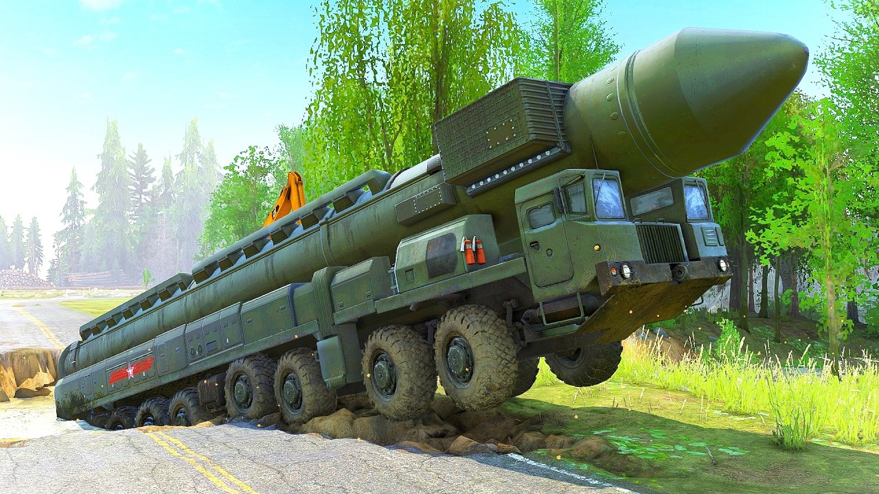 EXTREME Heavy Millitary Truck Crosses Deadly River