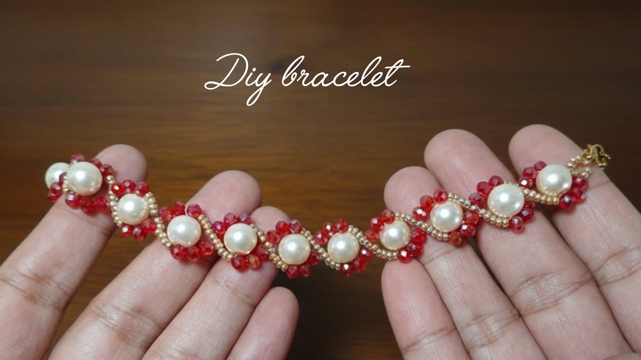 DIY Elegant Red Crystal & Pearl Bracelet | Handmade Jewelry Tutorial