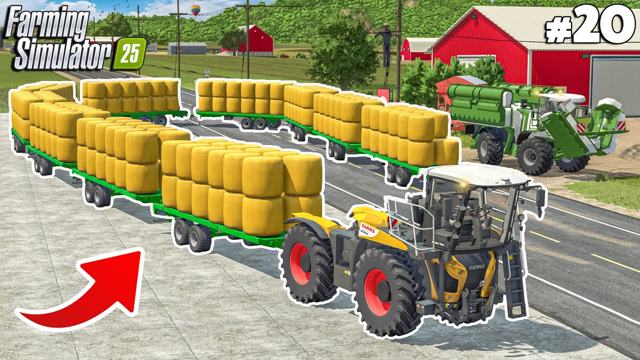 ROAD TRAIN Goes to Work – Grass Mowing & Silage Bale Making | MEGA FARM | Farming Simulator 25