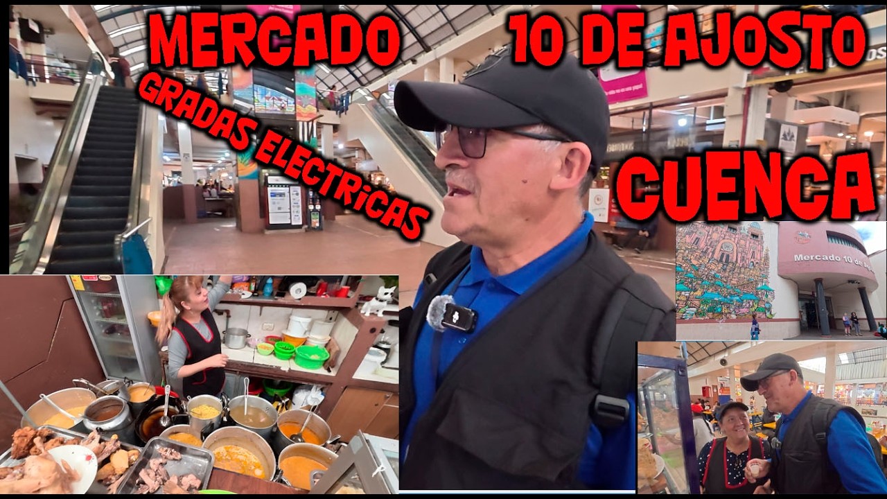 PROBANDO COMIDA CALLEJERA  EN EL MEJOR MERCADO 10 DE AGOSTO CUENCA   EL UNICO CON GRADAS  ELECTRICAS