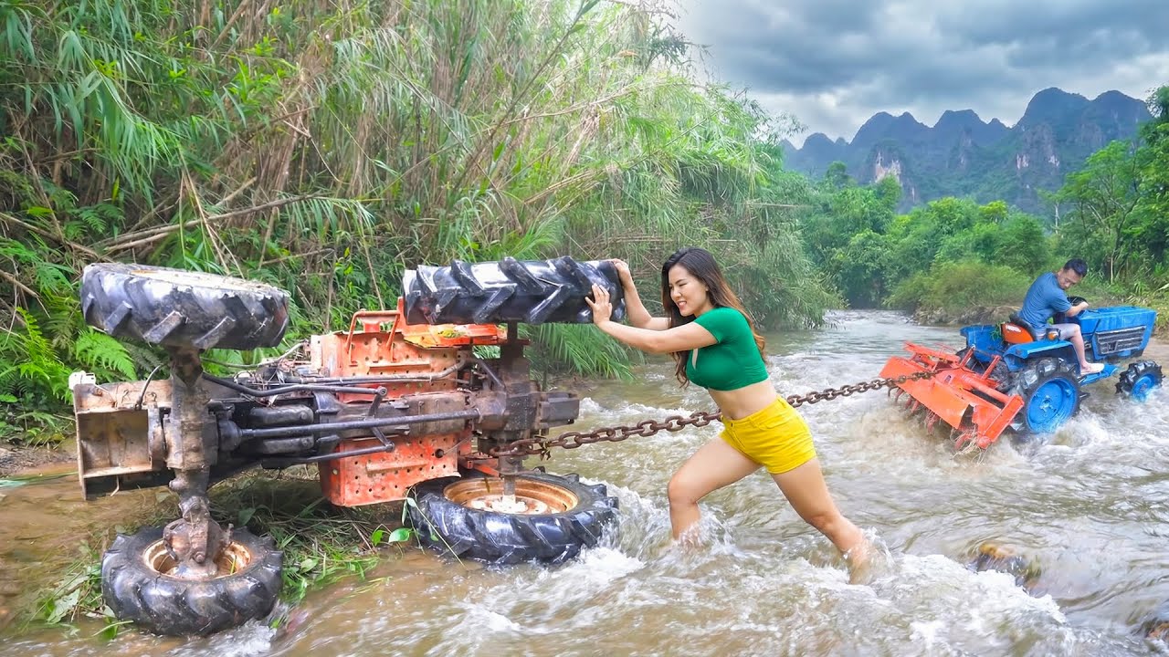 Forgotten In The Mud: GENIUS GIRL Restores Abandoned Farm Machinery From River Bank