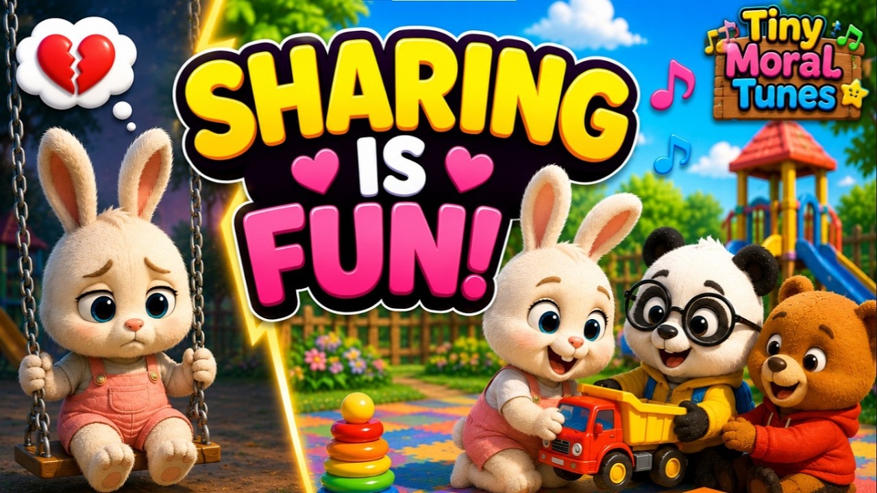 Sharing Song for Kids 🐼 | Learn Sharing with Panda & Bunny | Tiny Moral Tunes