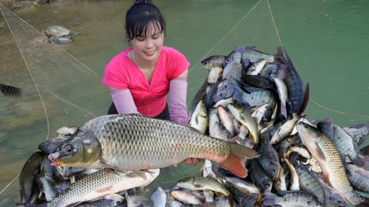 Fishing, catching fish to sell at the market, harvesting vegetables, cooking & taking care of babies