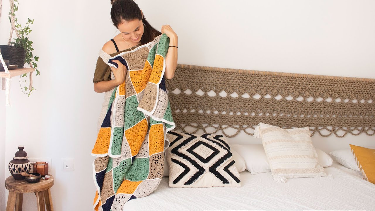 Como unir los grannys y hacer el borde de la manta de crochet