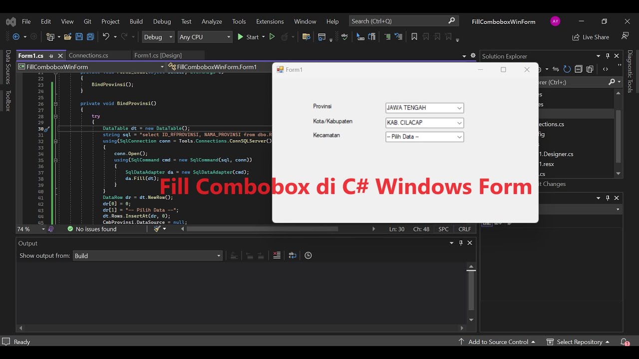 Mengisi Combobox di C# Windows Form  - DB SQL Server