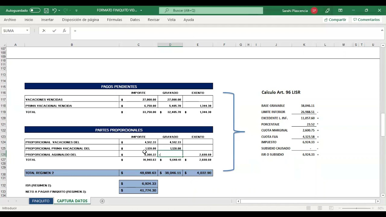 DETERMINACION ISR LIQUIDACION