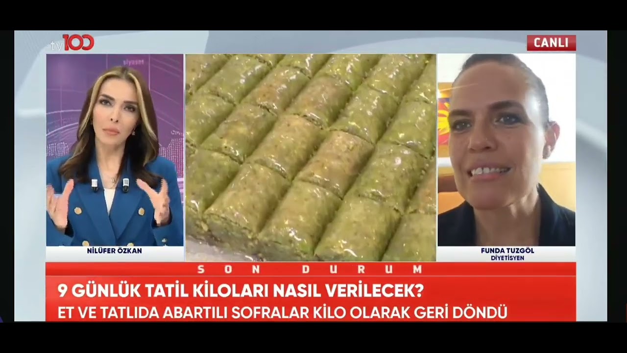 TATİL DÖNÜŞÜ HANGİ DİYET LİSTESİ UYGULANMALI-DİYETİSYEN FUNDA TUZGÖL-TV 100 24 HAZİRAN 2024