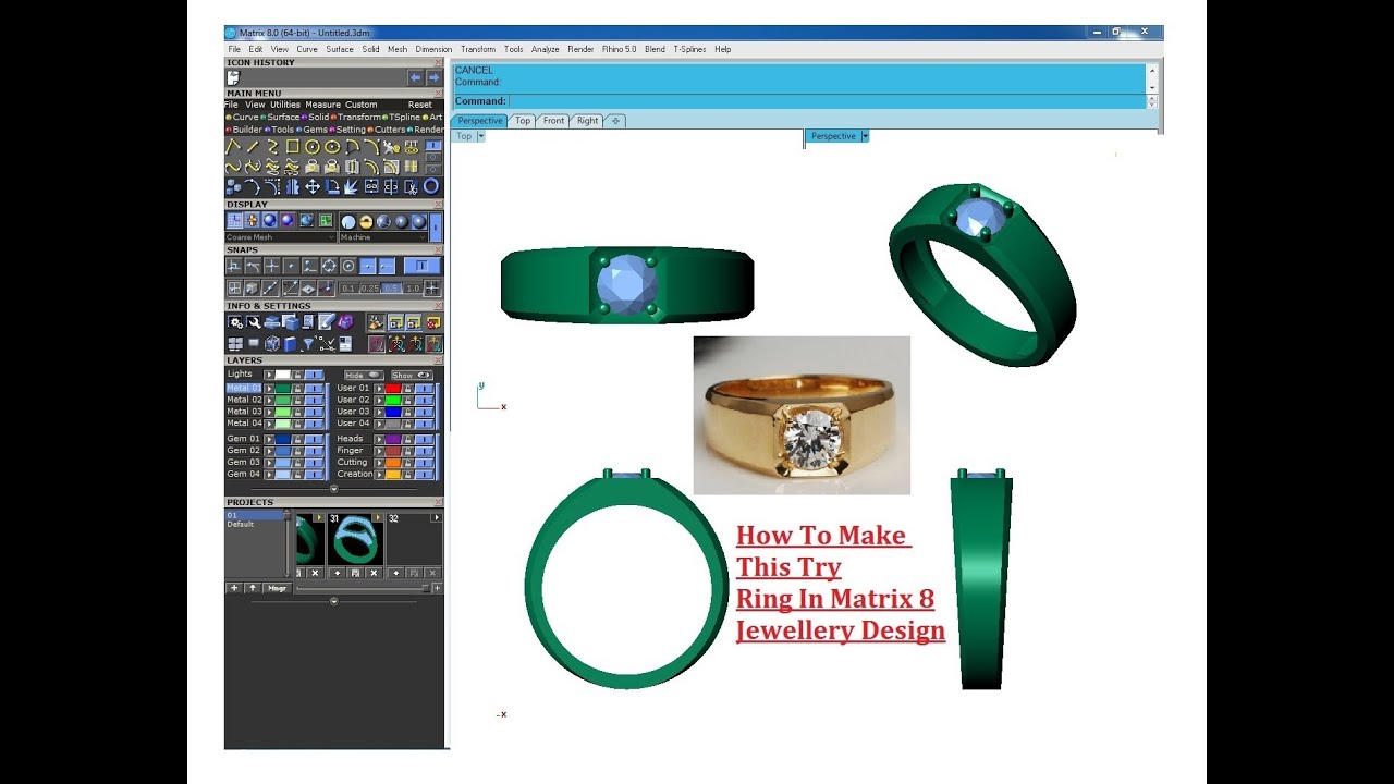 How To Make Gents Ring In Matrix 8 Jewellery Design (UNITY INSTITUTE SURAT)