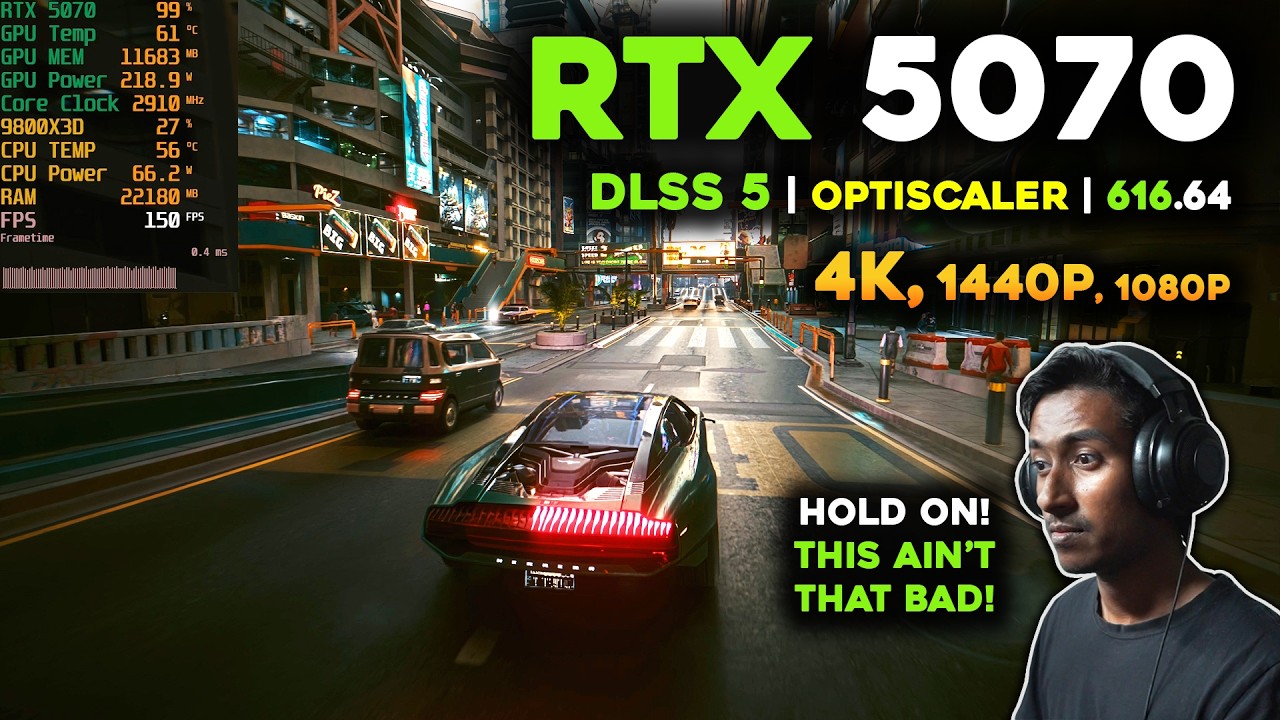 RTX 5070 | Тест Cyberpunk 2077 с DLSS 5 и OptiScaler &mdash; играбельно ли? | 4K, 1440p, 1080p