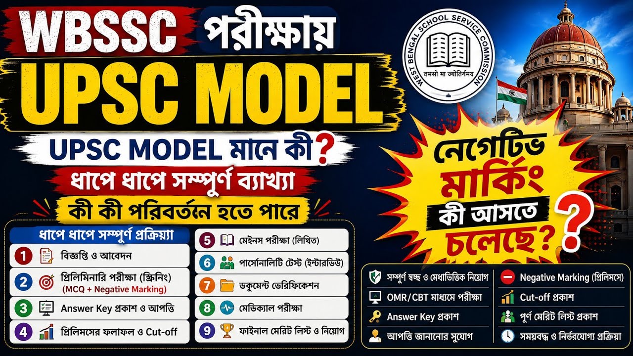 WBSSC Teacher Recruitment UPSC Model | কী কী পরিবর্তন হতে পারে? | wbssc | wbssc 2026 | wbssc news