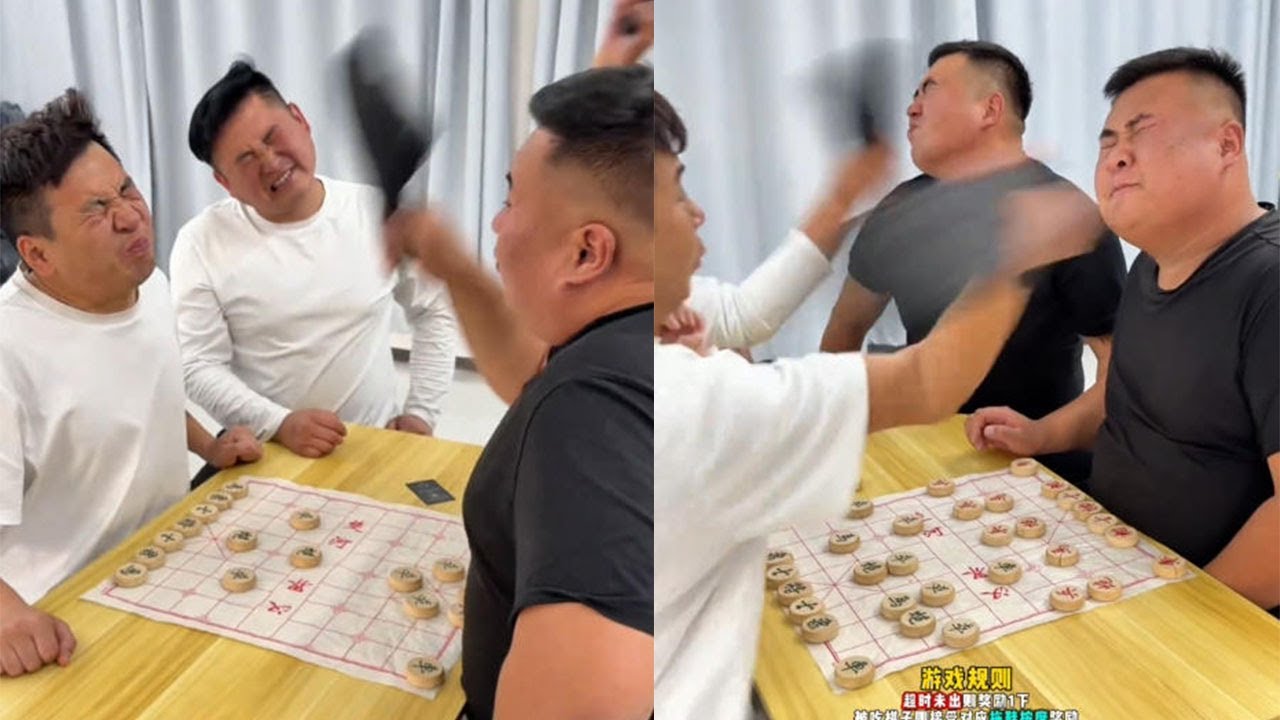 象棋2v2限时赛，面部按摩拖鞋打耳光！#搞笑 #美女搞笑 #精彩互动 #高能段子手