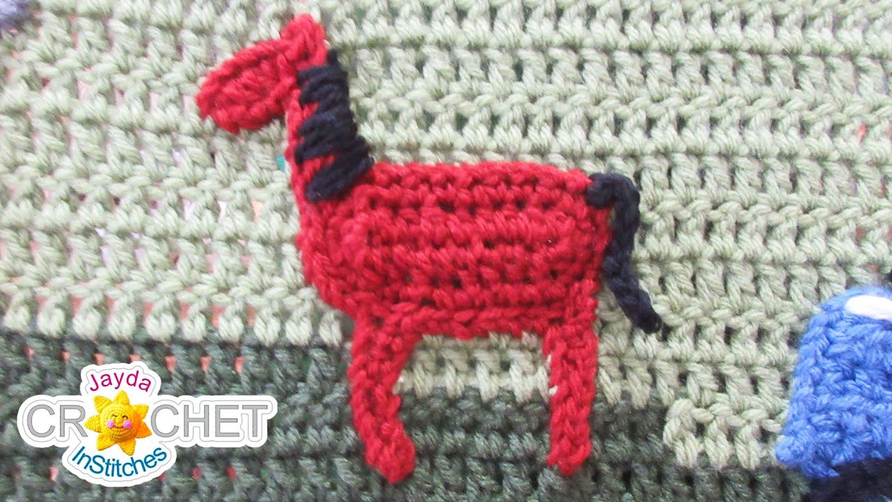 Crochet Horse Applique - Folk Art Calendar Blanket 2019 - November