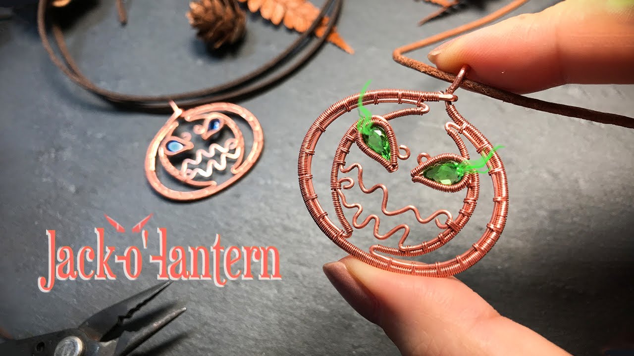 Wire Wrap Хэллоуин Тыквенные украшения Как сделать подвеску Джек О'Фонарь