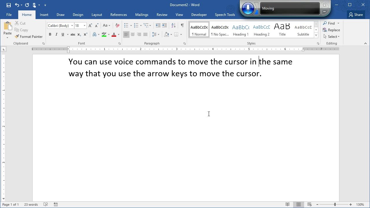 Moving the Cursor with Voice Commands