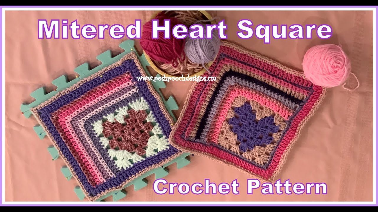 Learn To Crochet The Mitered Heart Granny Square Crochet Pattern #crochet #grannysquares