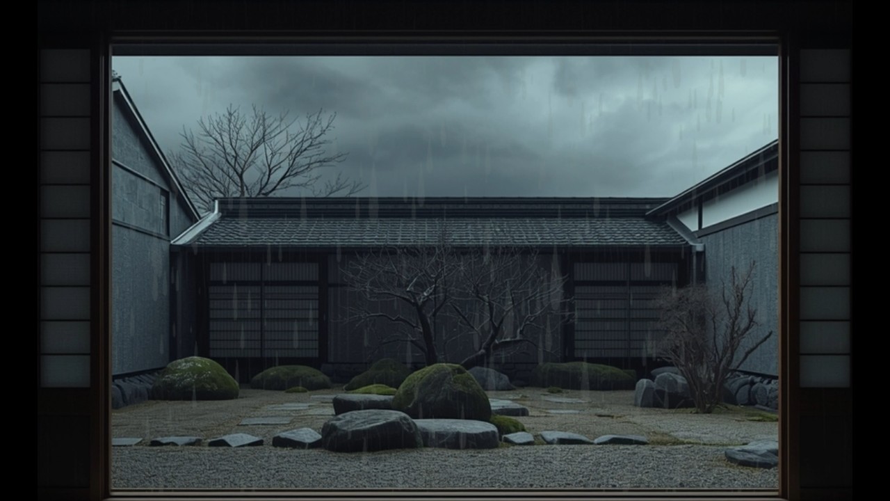 Rain on Zen Courtyard ㅣPeaceful Thunder Ambienceㅣ3 Hours