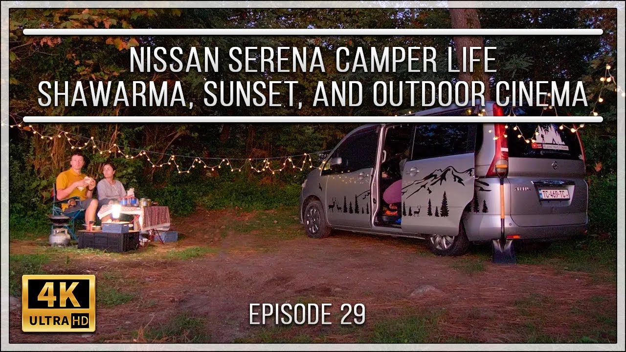 Nissan Serena Camper Life: Shawarma, Sunset, and Outdoor Cinema