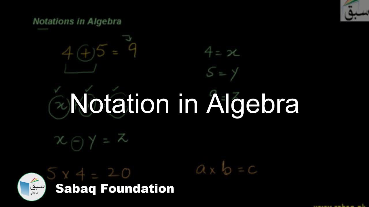 Notation in Algebra, Math Lecture | Sabaq.pk