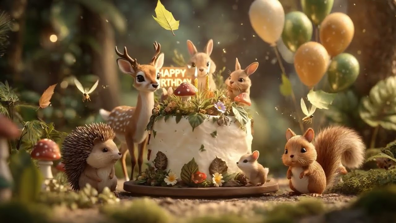 Happy Birthday Song 2026 🎂 Forest Animals Birthday Cake Celebration