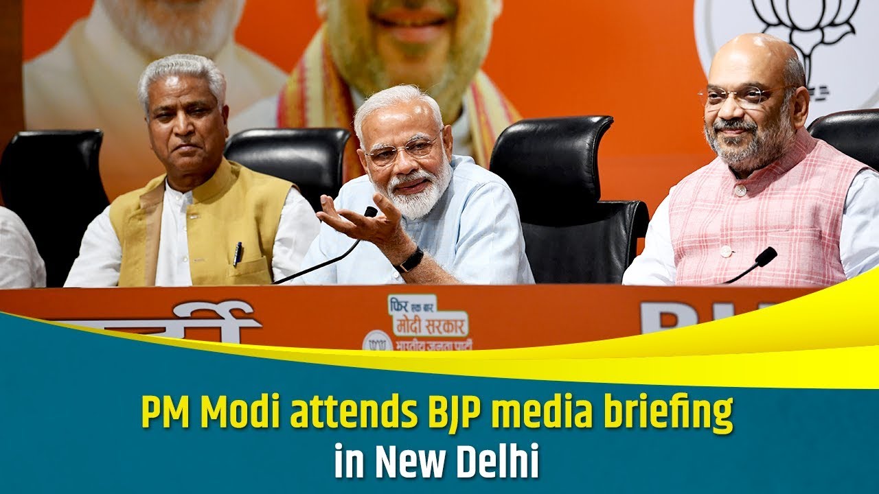 PM Modi attends BJP media briefing in New Delhi