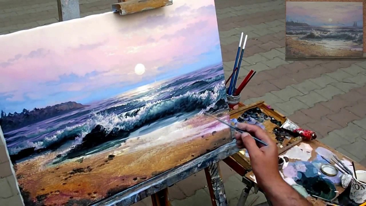 Морской пейзаж маслом . картина волна прибой . Seascape oilcolorpainting Timelapse seascapepainting