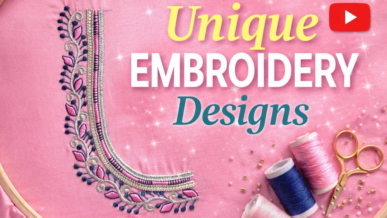 Machine Embroidery Blouse Design For Beginners # Simple Design @uniqueembroiderydesigns 