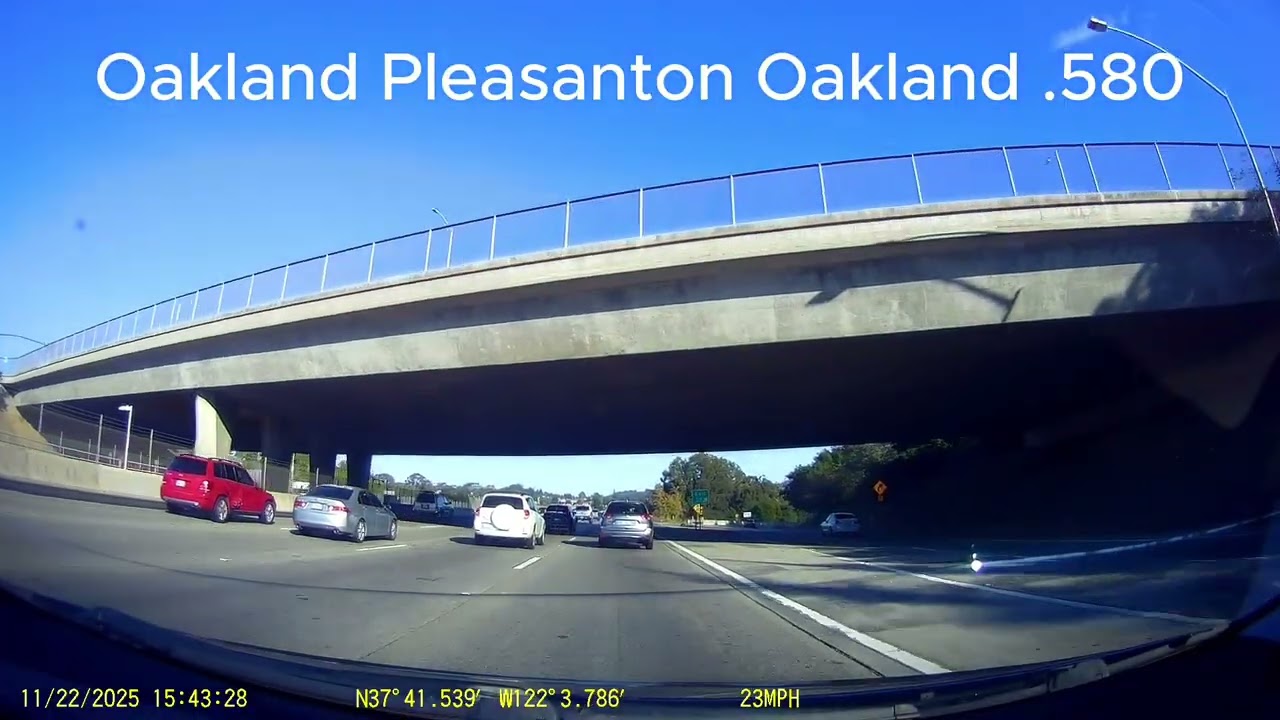 Dashcam Travelling from Oakland to Pleasanton Oakland , CA USA