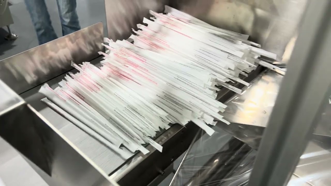 2 color printing bending straw single packing with multiple packing machine #strawpackingmachine