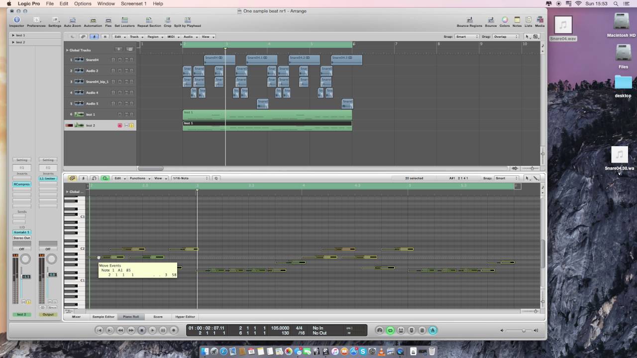 ✓ 1Sample 1Hour Beat Nr.1 &rarr; SNARE (Logic Pro)