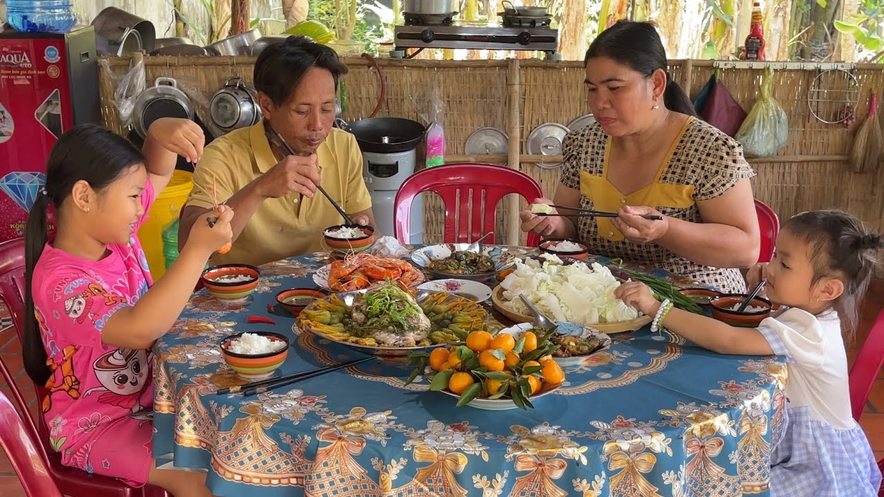Bữa Cơm Ở Quê Đơn Giản Và Ngon, Cá Diêu Hồng Hấp Bông Bí Nụ / NCMT 355